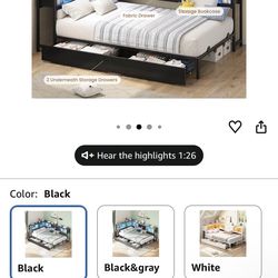 Twin&Full - LED Lights, Cubbies, Charge Ports, Drawers