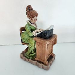 Vintage Lefton Typist Figurine Woman at Antique Typewriter