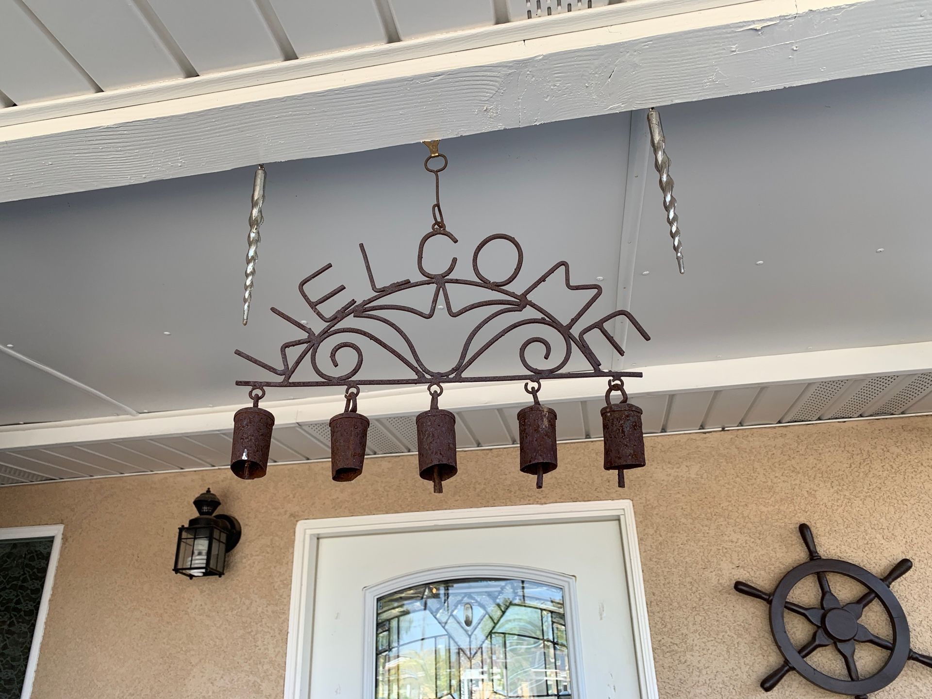 Wrought iron welcome wind chime