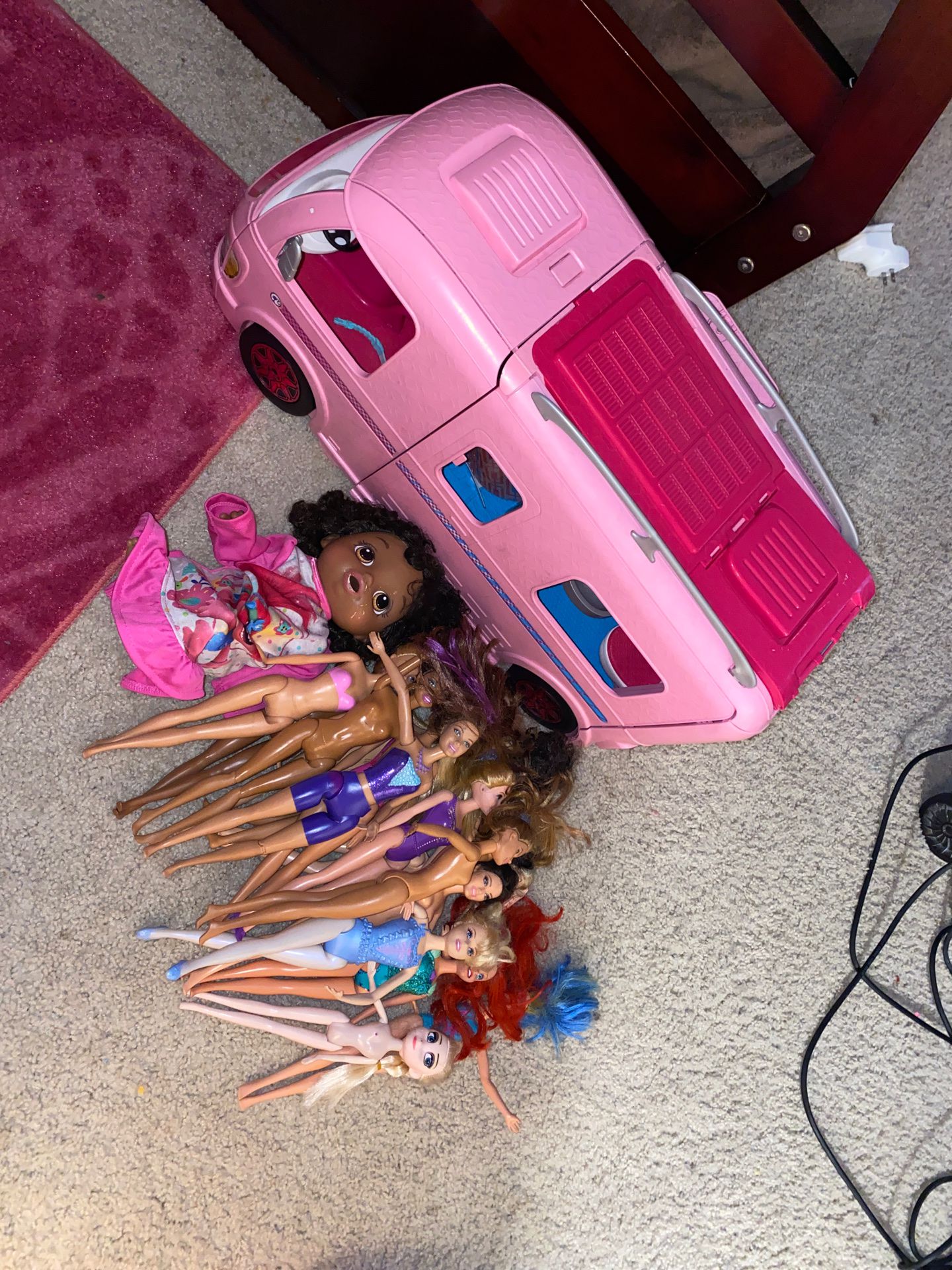 Barbie camper and dolls