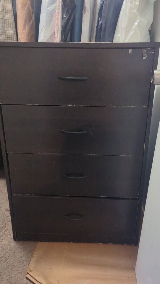 Black Chest Drawers, 4 Drawers Dresser Organizer Cabinet, Modern Wood Storage Cabinet For Bedroom 