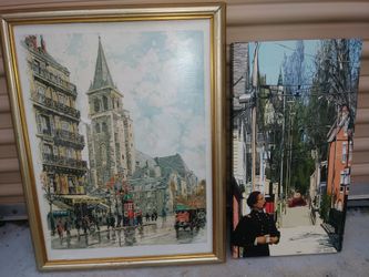 Set of 2 London and France wall art