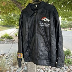 1998 Broncos Leather Jacket Size XL 