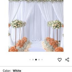 25x10ft White Backdrop Curtain for Weddings, Wrinkle- Free Polyester Fabric White Backdrop Curtain Drapes for Birthday Party Photo Photography Decorat