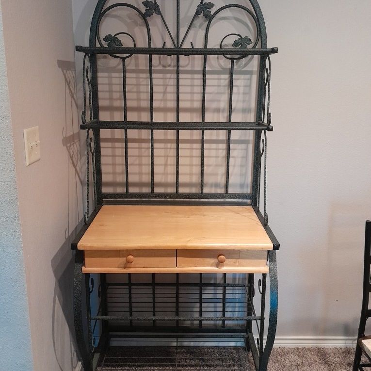 Custom-Made, Iron & Wood Baker's Rack