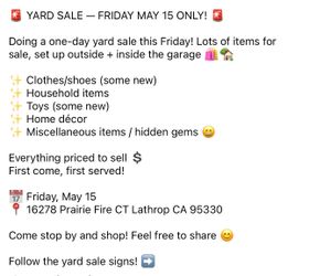 Yard/garage sale