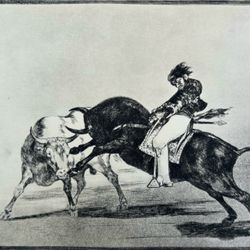 MARIANO CEBALLOS MADRID BULLRING Original Vintage Fine Art GOYA Spain Print 60’s Printed Collectible Bull Fighting Spanish Bullfighting