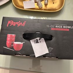 Parini Rice Bowl Set.   Chopsticks Include. (NEW)