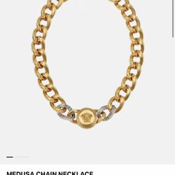 Brand new mens versace necklace choker two tone gold/silver 18in chain jewelry