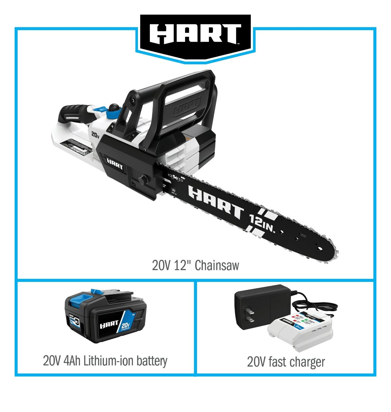 HART 20-Volt 12-Inch Cordless Chainsaw (1) 20-Volt 4.0Ah Lithium-Ion Battery