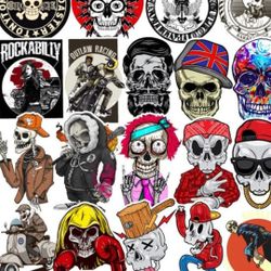 100Pcs Skull Helmet Stickers Pack (Skull)

