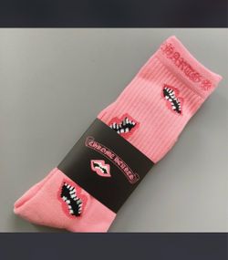 Chrome Hearts Pink Lips Crew Socks