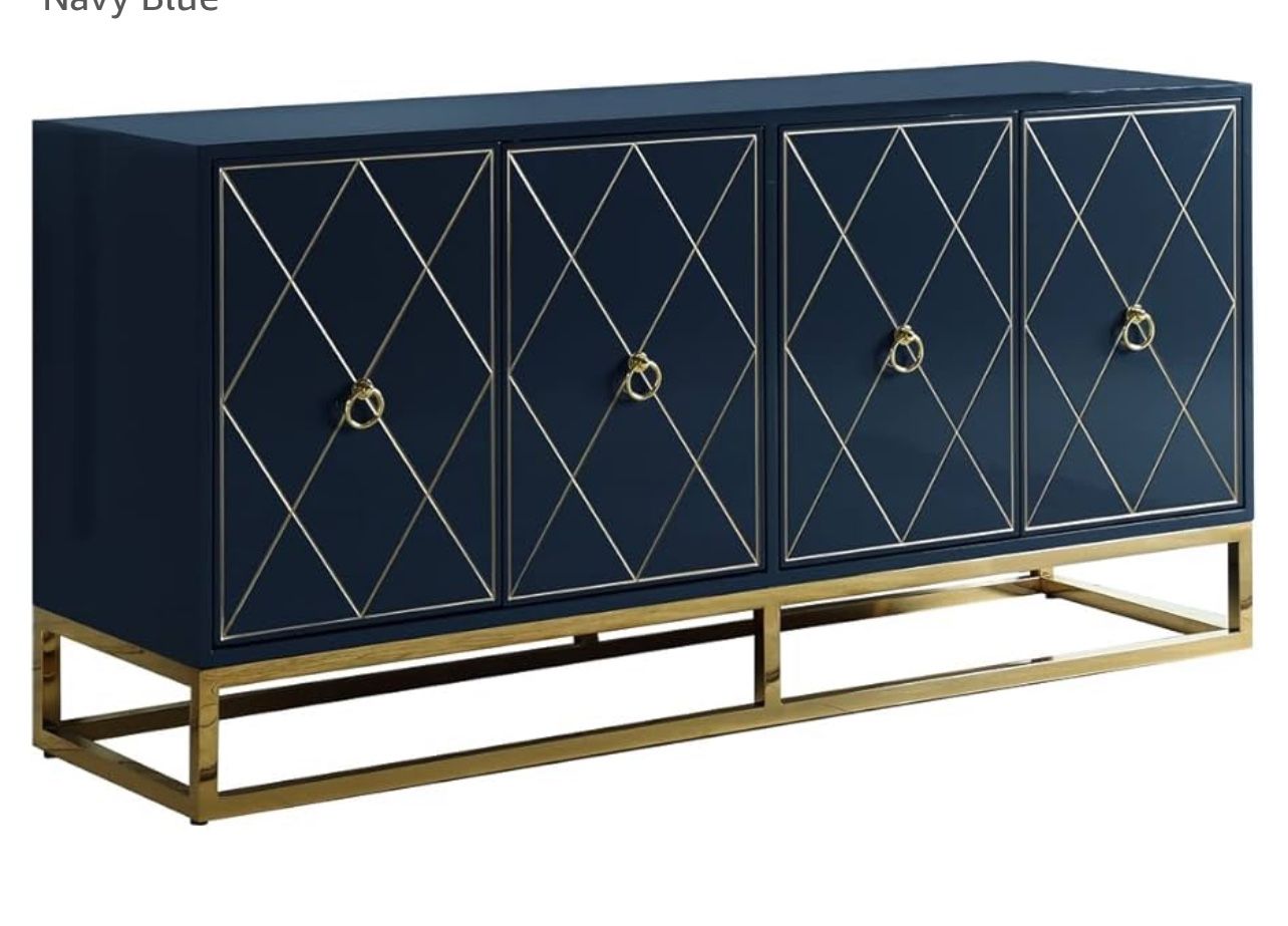 Navy Blue Lacquer Buffet/Entertainment Center