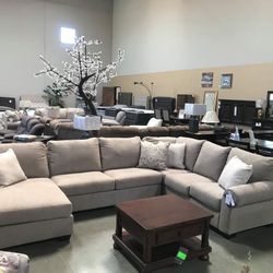 Baranella Stone RAF And LAF Oversized Sectional & Couch Sofa 