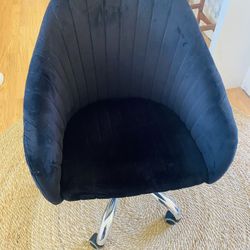Modern black velvet office chair 