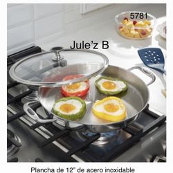 Princess House Plancha De 12” De Acero Inoxidable Nuevo En Su Caja 