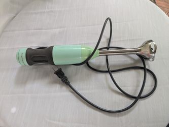 KitchenAid 2-Speed Hand Blender in Pistachio green featuring a removable stainless steel blending arm.