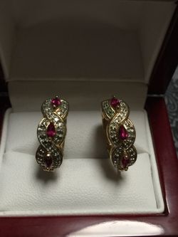 Stunning Silver 925 Earrings with Ruby's and Real Diamonds 💎