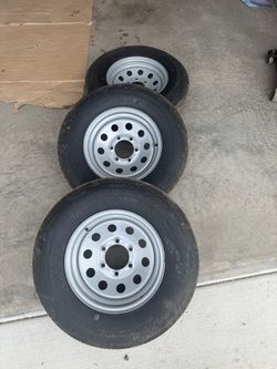 (3) 225/73R15 trailer wheels & tires - 6-lug