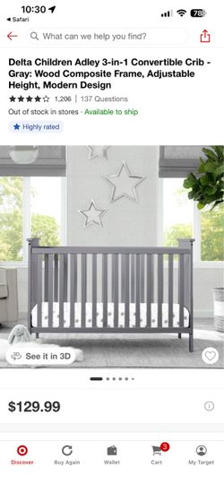 Grey baby Crib