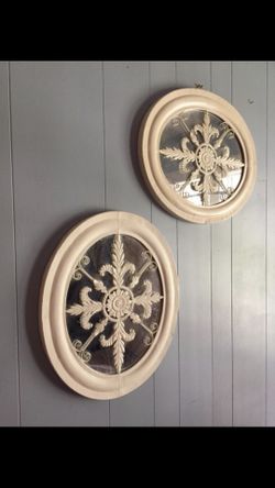 Two White Metal oval mirrors. $10 for the pair