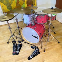 Taye ProX Pink Lacquer Complete Drum Set 22 12 14” OCDP 16” Floor DW5000 2 leg hihat & DW double pedal Meinl Zildjian Avedis Cymbals Pdp Throne $1000 
