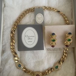 Vintage Christian Dior Necklace And Earrings Set