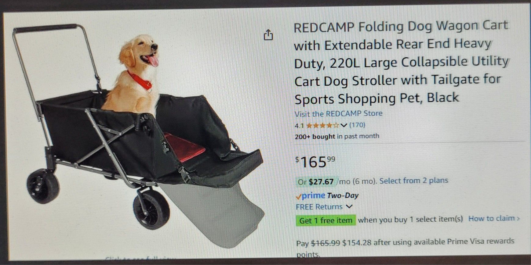 Large Collapsible Utility Cart Wagon Dog Stroller With Tailgate