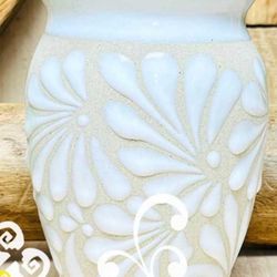 White Floral Ceramic Vase 