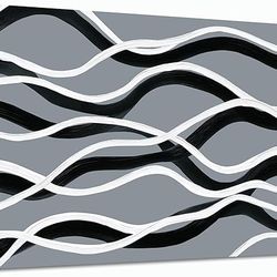 Abstract Black White Gray Wavy Canvas Wall Art 40x20