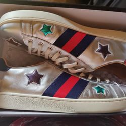 Gucci Silver Leather Ace 