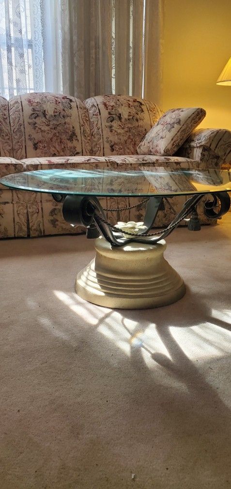 GLASS & IRON DECORATIVE TABLE