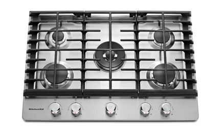 KitchenAid 30 Inch Wide Gas Cooktop with 17K BTU Professional Dual Ring Burner