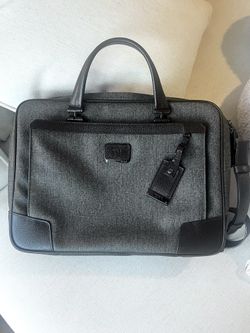 Rare Tumi Earl Grey Briefcase - Coated canvas with leather trim, Excellent Condition
