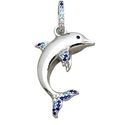 925 Sterling, silver  glammed out dolphin pendant necklace [pen97]