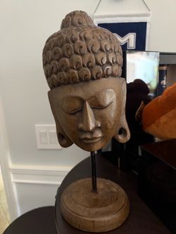 Buddha Head Sculpture on Stand