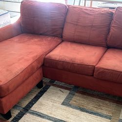 Orange Cindy Crawford Couch W/ Ottoman