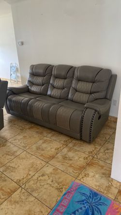 Grey Leather Couch