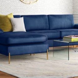 Sectional Suede Navy Blue Couch