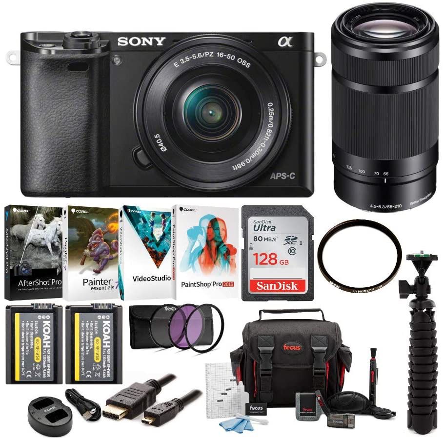 Sony Alpha a6000 24.3MP Mirrorless Digital Camera with 16-50mm OSS Lens, 55-210mm