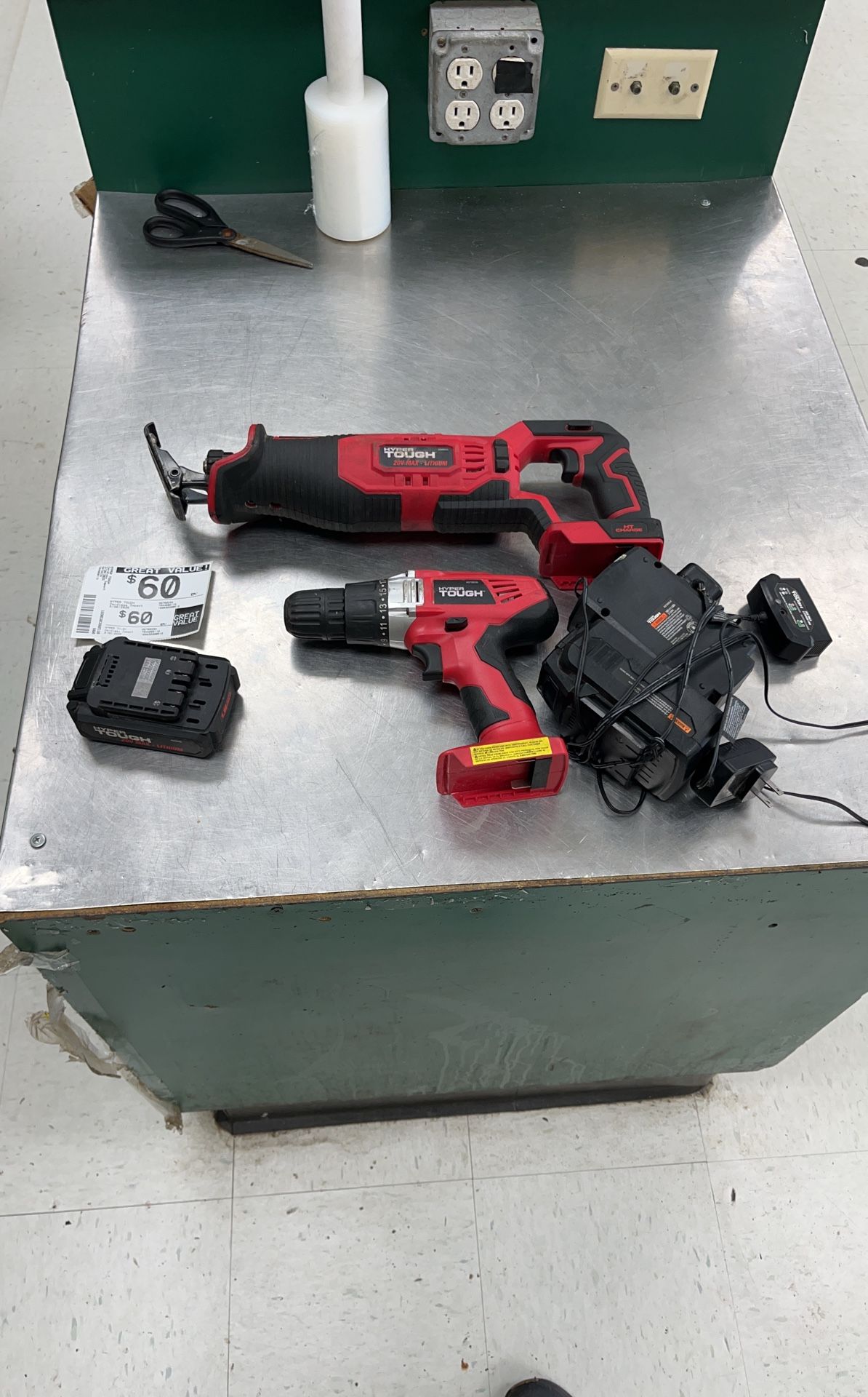 Hyper Tough 2 Pc Cordless Combo Tool Set 2 Batteries And Charger
