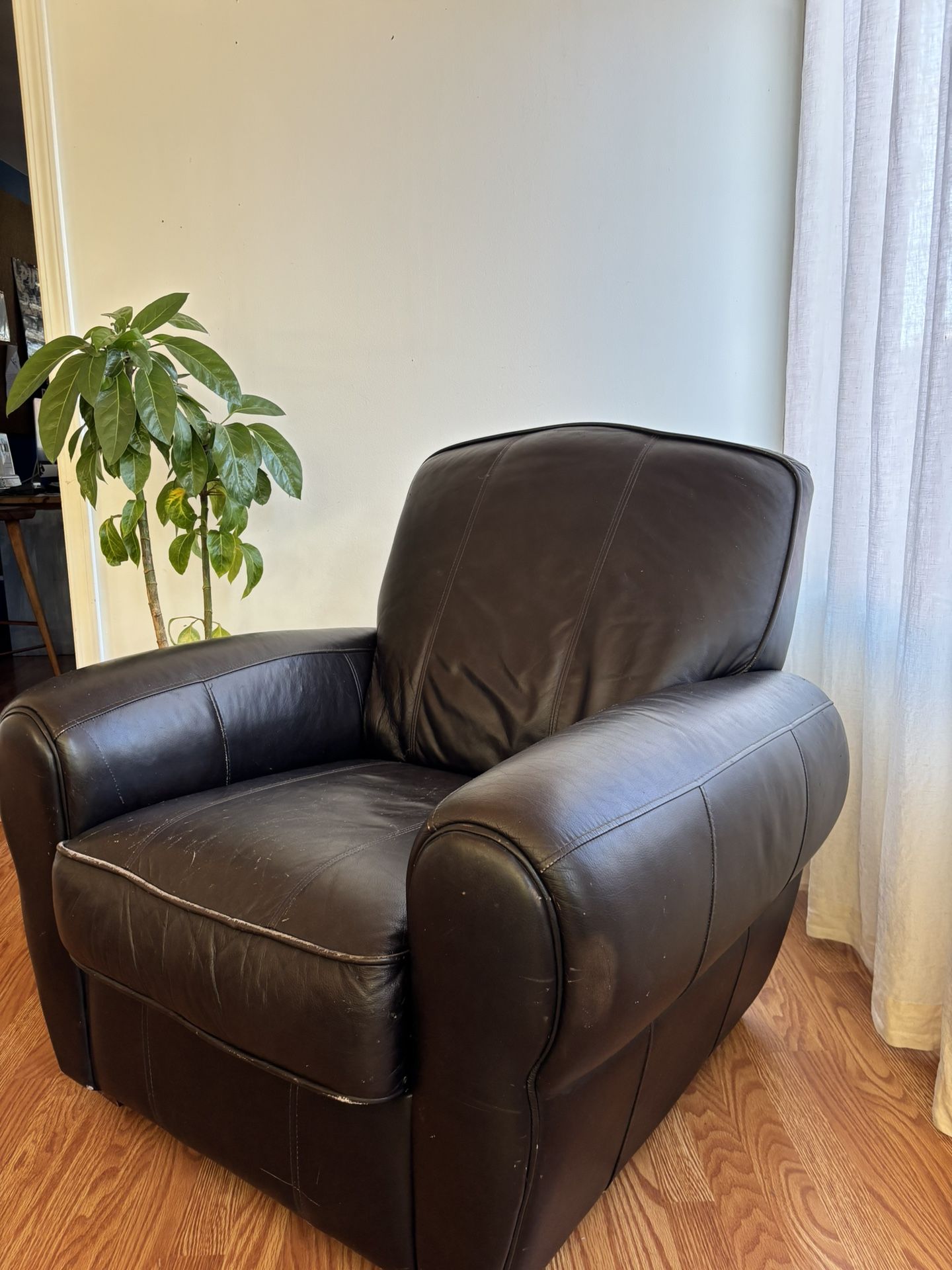 Black leather armchair