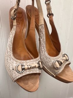 Dior wooden sling back heel
