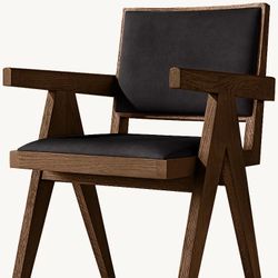 Restoration Hardware Leather and Wood Accent Chair