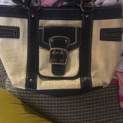 Vintage Coach Legacy, Straw And Leather Satchel