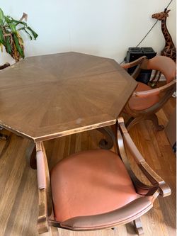 Vintage Octagonal Dining Table and 3 Chairs