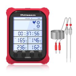 New Meat Thermometer Dual Probe Digital Grill Thermometer with Clock Timer & LCD 3.6" Backlight Food Themometer for Cooking Oven Grill BBQ