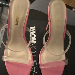 Fashion nova Pink Clear Heels