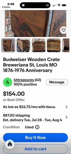 Vintage Budweiser wooden crate