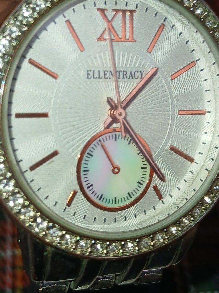 Ladies Ellen Tracy Chronograph Watch VERY GOOD 
